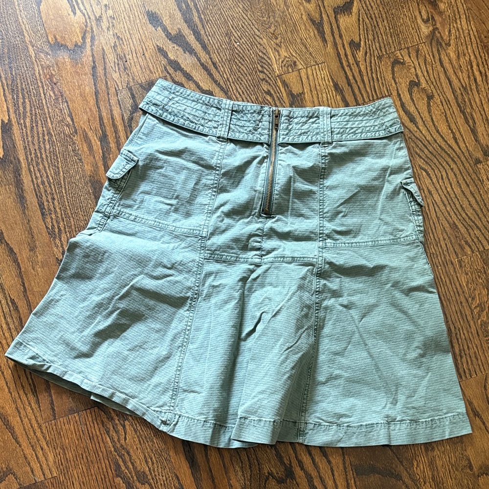 Anthropologie Moss Green Utility Flare A-Line Skirt w/ Pockets 6 - Picture 8 of 11